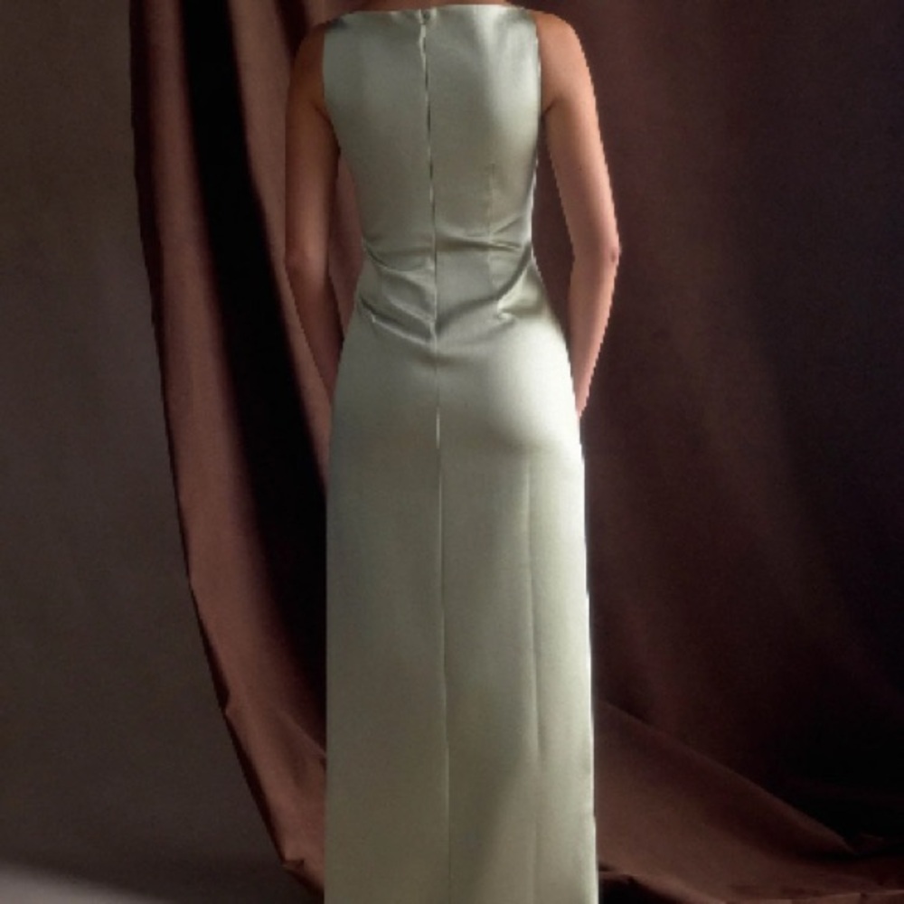 Meshki Satin Formal Dress in Sage - Picture 6 of 7